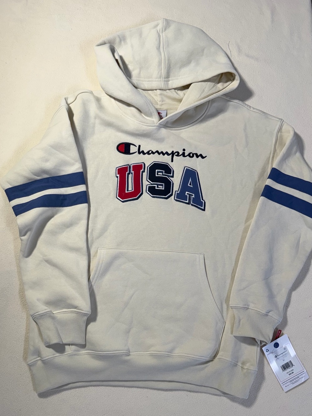 Champion USA Cream Hoodie - Youth Pullover